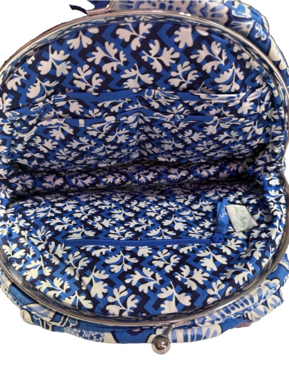 Vera Bradley Eloise Kiss Lock Shoulder Bag Blue Lagoon 13.5”Wx10.0”Hx6.0”D - Picture 4 of 13
